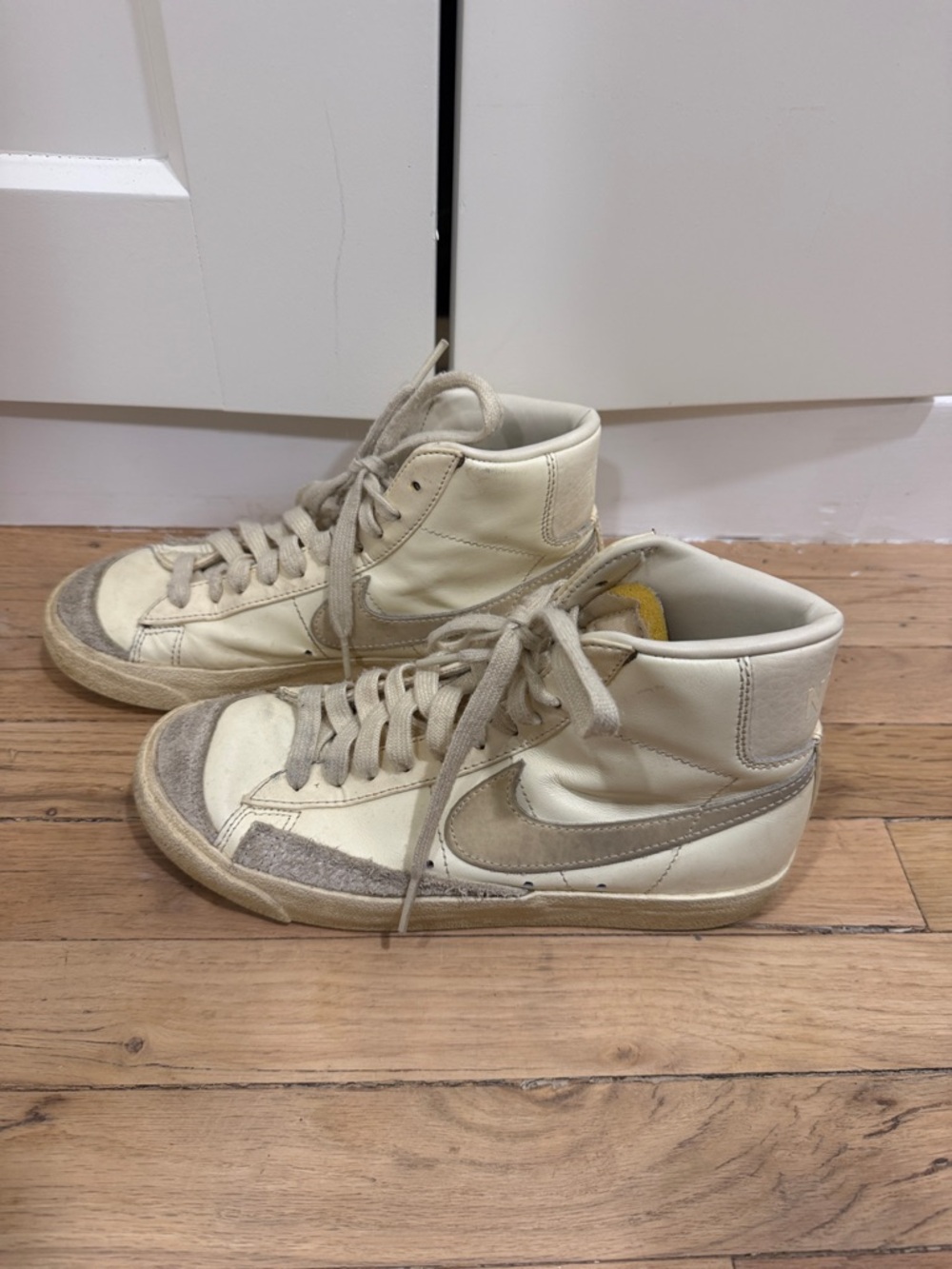 Nike High-Top Sneakers in Cream and Tan